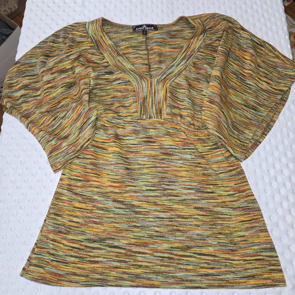 Womens Y2K Knit Babydoll Top‎ Size S Boho Western